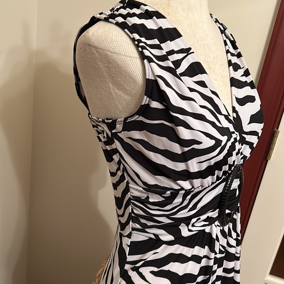 Star Vixen NWOT Zebra Print Long Sleeveless Dress - Picture 3 of 6